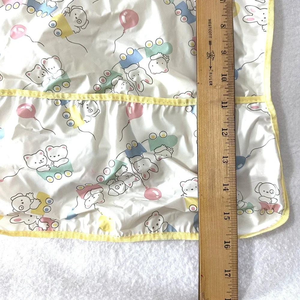 Vintage Gerber Toddler Snap On Vinyl Bib Crumb Catcher Pocket Bunny‎ Train